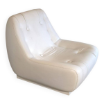 Chauffeuse en simili cuir blanc circa 1970