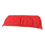 Chemin de table lin et coton et bordure au crochet de couleur rouge vintage