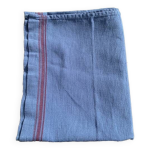 Chemin de table, nappe, torchon en coton teinte bleu  bande rouge ancien