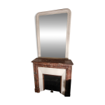 Chemine ancienne en marbre rouge haussmann / louis - philippe - avec trumeau