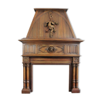 Chemin�e gothique, bois, motif de salamandre, sorci�re et ermire