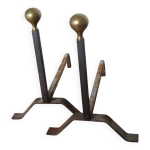 Chenets de chemin�e t�te laiton ou bronze