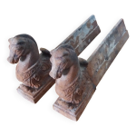 Chenets en fonte, tte de cheval