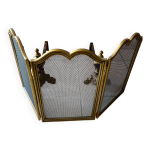 Chenet et porte bche pour chemine dor en fer forg avec grille