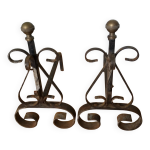Chenets tête boule bronze doré Chenets tête boule bronze doré
