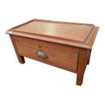 Chevet table basse avec tiroir coffre sur pieds pupitre bois teck Chevet table basse avec tiroir coffre sur pieds pupitre bois teck