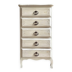 Chiffonnier 5 tiroirs en bois blanc
