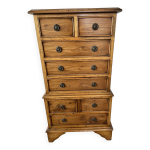 Chiffonnier vintage en bois massif, 8 tiroirs