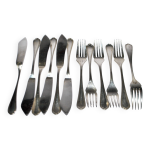 Christofle lot de 12 couverts � poisson spatours 6 fourchettes + 6 couteaux filet contour