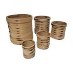 Cinq botes cylindriques bois massif patin vintage