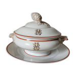 Circa 1900 pillivuyt gold 'bm' monogrammé porcelaine blanche soup tureen Circa 1900 pillivuyt gold 'bm' monogrammé porcelaine blanche soup tureen