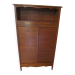 Classeur à rideaux double - meuble notaire - bois massif - 1970 - style industriel Classeur à rideaux double - meuble notaire - bois massif - 1970 - style industriel