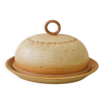 Cloche  fromage artisanale en grs pyrit avec son plat, annes 70 - 80