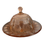 Cloche rose, verre vintage, jeannette