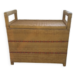 Coffre banc en rotin vintage