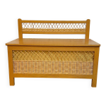 Coffre a jouet en rotin vintage ann�es 60