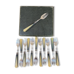 Coffret de 12 fourchettes  gteau ou  hutres poque art dco