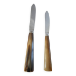 Coffret de 2 couteaux 12 grand 12 petits marche en corne art dco
