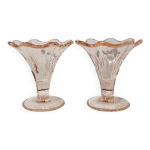 Coffret de 2 gobelets  dessert  la crme glace en verre rose la rochere