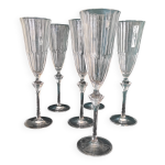 Coffret de 6 coupes  champagne franaises, cristal d'arques, modle diamantis