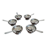 Coffret de 6 coupes  glaces et cuillres  glace en inox vintage 70's