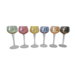 Coffret de 6 verres a vin a pieds en verre de couleurs de velles le chatel Coffret de 6 verres a vin a pieds en verre de couleurs de velles le chatel