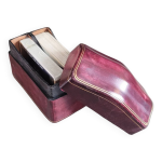 Coffret de jeux de cartes anciens en cuir