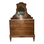 Coiffeuse ancienne bois sculpté, marbre et miroir ovale inclinable Coiffeuse ancienne bois sculpté, marbre et miroir ovale inclinable