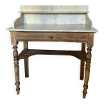 Coiffeuse ancienne avec plateau en marbre blanc