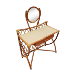 Coiffeuse ancienne en rotin vintage