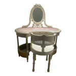 Coiffeuse et sa chaise en cannage de style louis xvi