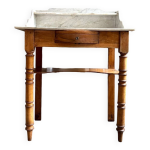 Coiffeuse, meuble de toilette en bois et marbre 80 x 48 cm