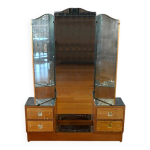 Coiffeuse vitre en bois fruitier 1950
