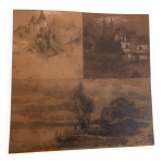 Collage dessins à la mine de plomb et craie blanche 1872 Collage dessins à la mine de plomb et craie blanche 1872