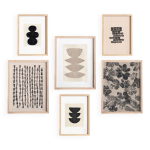 Collection de 6 peintures sur papier - tableau abstrait noir signé eawy Collection de 6 peintures sur papier - tableau abstrait noir signé eawy