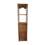 Colonne de rangement, bibliothque en bois et rotin tress