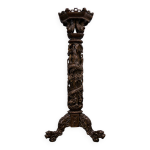 Colonne / sellette sculpt�e ancienne en bois motifs dragons, style asiatique / �poque xix�me