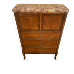 Commode 3 tiroirs 2 portes dessus marbre