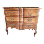 Commode 3 tiroirs arbalette louis xv en noyer de 1960