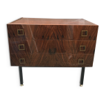 Commode 3 tiroirs laque placage palissandre