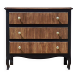 Commode 3 tiroirs en wengé et peinte en noir Commode 3 tiroirs en wengé et peinte en noir