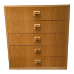 Commode 5 tiroirs en chne clair production danoise anne 60 / 70