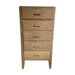 Commode 5 tiroirs vintage en pin massif cir