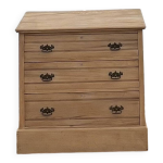 Commode ancienne en bois massif brut 3 tiroirs