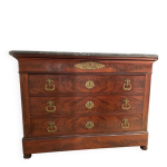 Commode ancienne louis - philippe en ronce de noyer avec plateau marbre