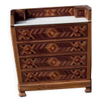 Commode ancienne marquete, plateau en marbre