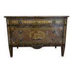 Commode ancienne en marqueterie de style louis xvi