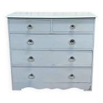 Commode anglaise peinte en sapin avec ses boutons en verre, xixme