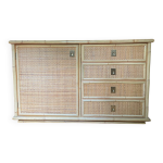Commode annes 60 en rotin