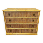 Commode en bambou, rotin et laiton du milieu du siècle par dal vera, italie, années 1970 Commode en bambou, rotin et laiton du milieu du siècle par dal vera, italie, années 1970